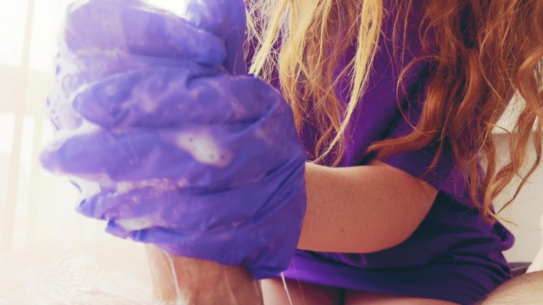 AmyHi: Asmr Masturbation in Gloves - a Lot of Cum