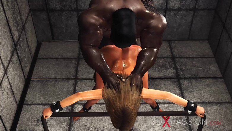 3dxpassion: Bdsm en prisión Una morena sexy esposada con muchas tetas...