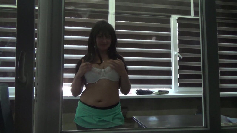 Sexy Milf: Pressed big titts outside the window! Please let me in!