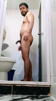 Naked, Washing the Bathroom, I Urinate and Ejaculate.