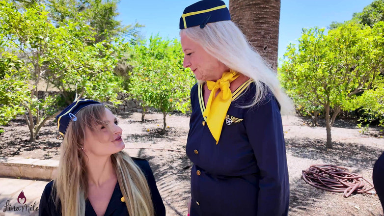 Lina Mila: Living Onboard Toilets?! Stewardess Mmfff Group Pissing with Dirty Tina...