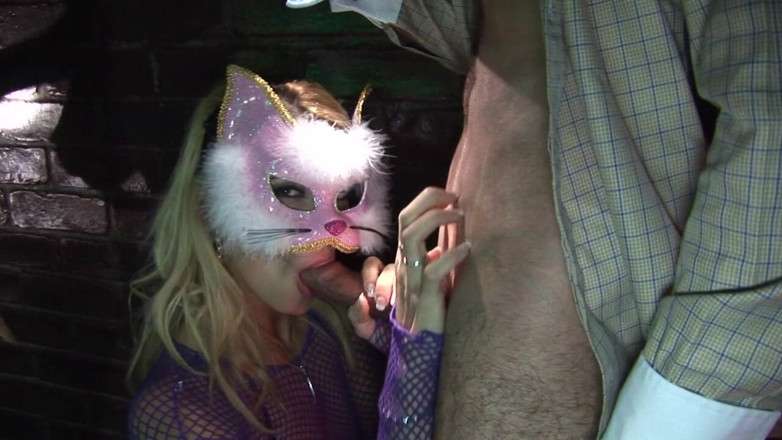 Mask-Night: Beberapa kitties feisty bergaduh di atas tulang