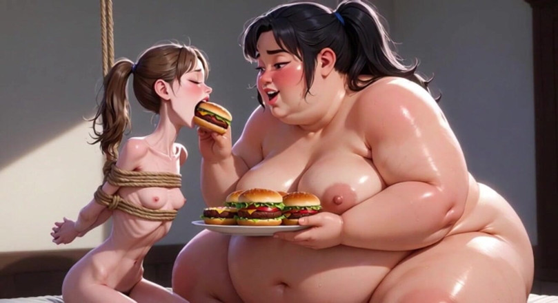 YOUR BEST FANTASY: Weight Gain Humiliation - Fat Woman Stuffing Skinny Feedee