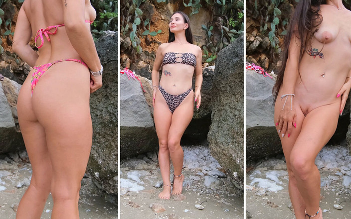 PassionBunny: Bikini sexy ajuste y cambio en la playa