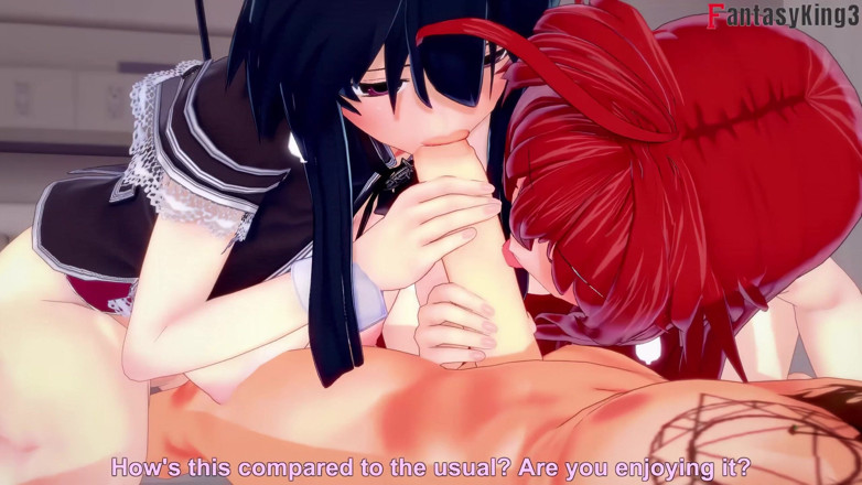 Fantasy king: Rias Gremory와 쓰리섬에 합류한 Akeno - Dxd Ntr 광기 시리즈
