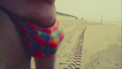 Monster Meat: Exhibionist walking jerkin at beach