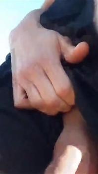 Freeballing Twink Walks Without Underwear, Sticks Out His Soft Dick From His Very Short Shorts Outdoor