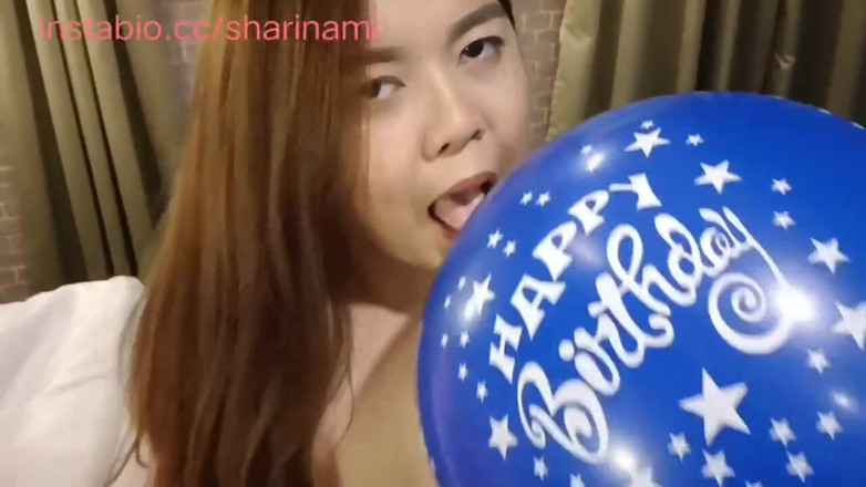 AsianSharinami: Шпиливаю и кончаю на воздушный шарик