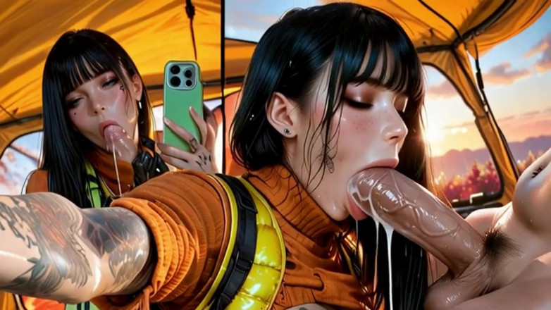 Real story futanari JOI: เฮนไตสาวข้ามเพศใหญ่ - อมควยเลอะเทอะและเย็ดตูดสกปรกกับไกด์ของเธอบนภูเขา