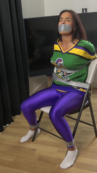 Latina in: Hockey Team Member Taped up to a Chair and Tape Gagged! (4k)