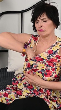 Auntjudys - 63yo Mature Hairy GILF Minia Masturbates in Bed