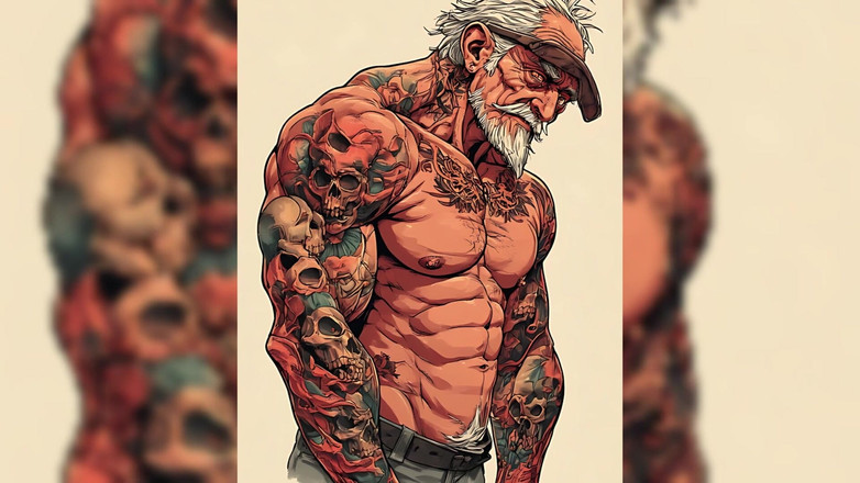 Erotic Man: Tetovací svaly Muži Sexy Ai Art