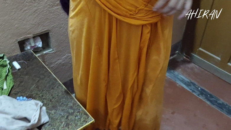 Aahan Ahiran: Indian Desi Village Girl and Boy Forplay. Yellow Petticoat view...