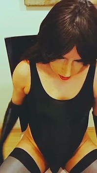 Naughty Crossdresser Playing with Herself in a Swimsuit