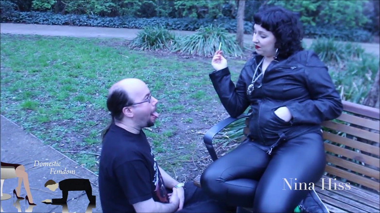 Domestic femdom: Community park ashtray