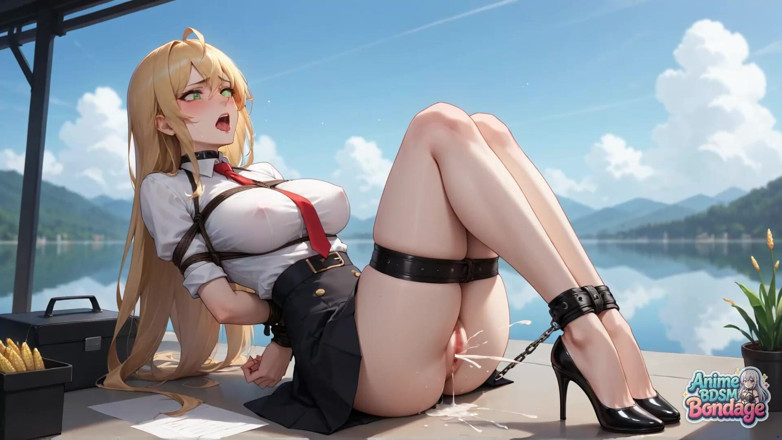 Anime BDSM Bondage: Szalona Pixie Tale ożywa z jasnowłosą Hotty Corded w murzynce...