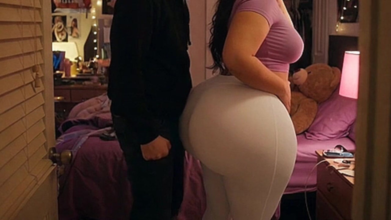 Animate golden: Mädchen mit dickem arsch in engen weißen leggings wird von...