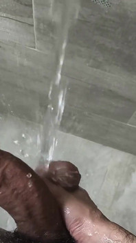 POV Big Uncut Stepdaddy Cock Cums and Squirts Post Cum to the Water Stream