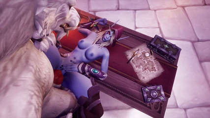 Wraith ward: Vlkodlak šuká Nočního elfa na stole