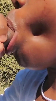 Ebony Teen Giving a Blowjob in Public