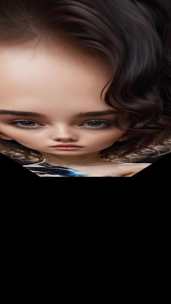 AI Girls: Umělecký akt krásné mladé ženy s liquid obsidian tělem Reflektující galaxie |...