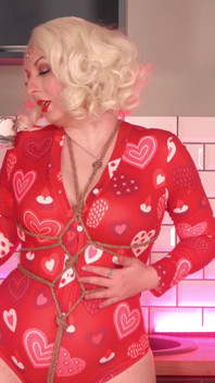 Self bondage blonde milf