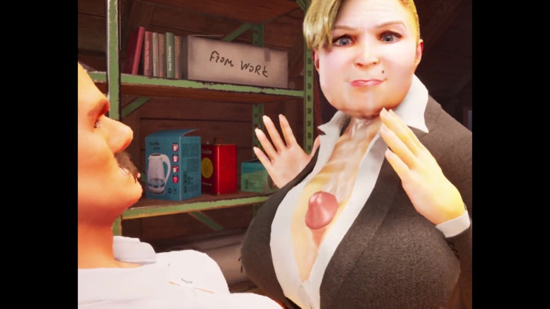 Denis animation: Rundliche Mädchen mit großen Brüsten lieben Pizza