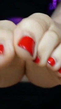 Sweat Small Feet Mistress Red Toenail Polish Female Domination Sensual