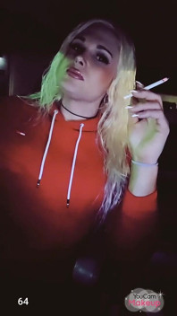 Hot Tranny Smoking 120's in Public
