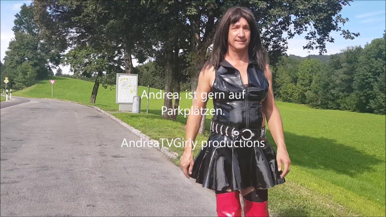 AndreaTVGirly: AndreaTVGirly on parking place, waiting for men