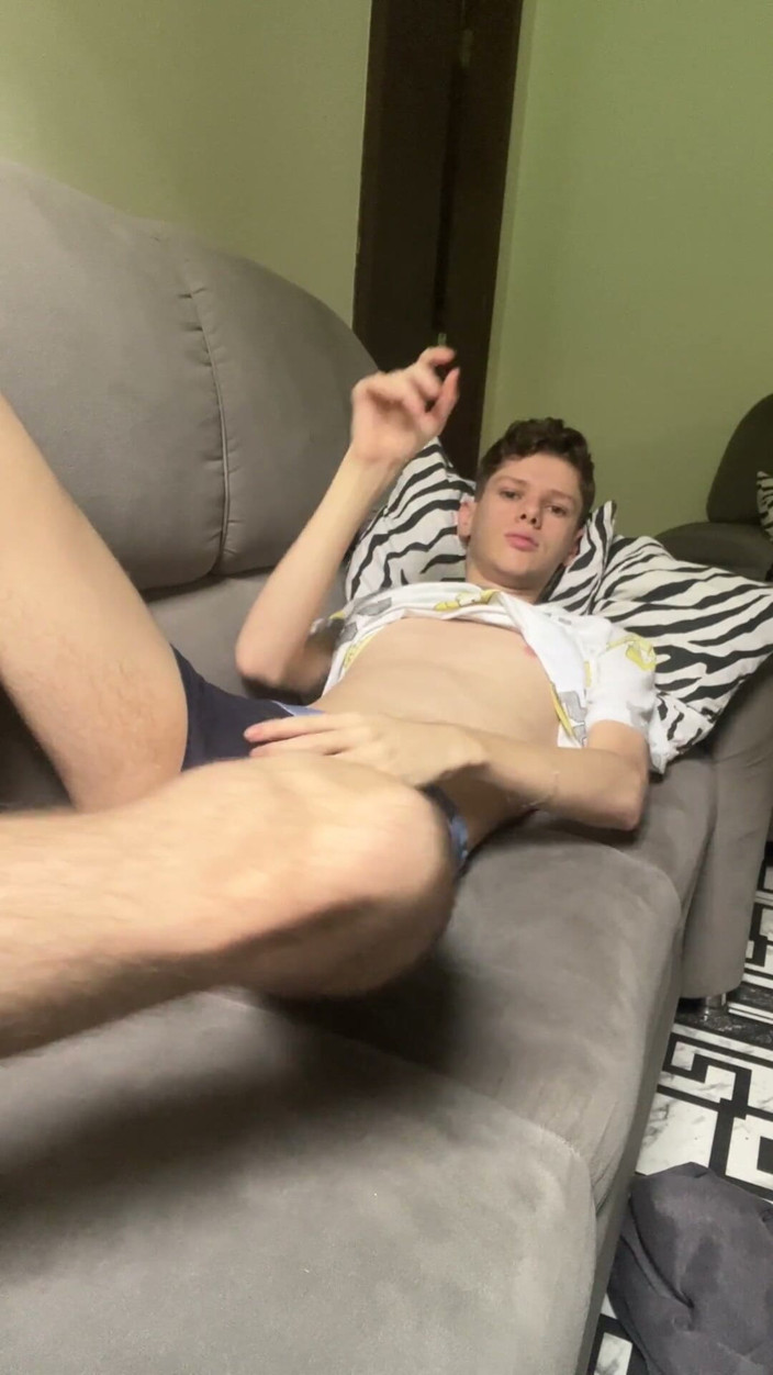 Kedoimath: Skinny Twink Showing Everything in the Couch with His Big...
