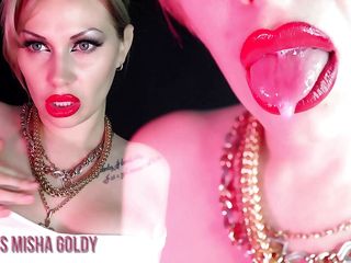 Goddess Misha Goldy: 내 입술은 너의 영혼에 그들의 빨간 흔적을 영원히 남겨줄 것이다!