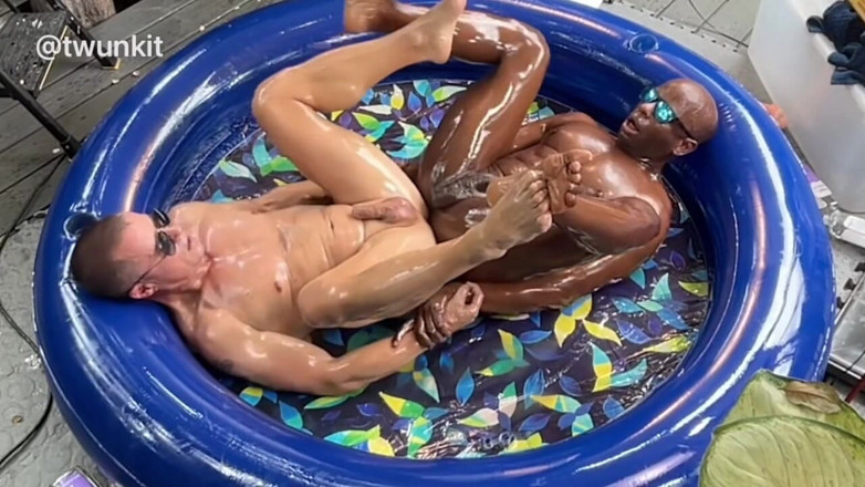 twunkitXXX: Interracial Bareback 79 Oil Wrestling