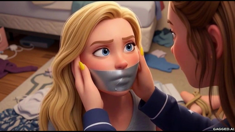 Gagged AI Cartoons: Lesbian Roommate Experience