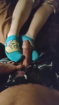Seksowna kostka Sockjob Skarpetki Footjob &amp; Hello Kitty Socks Ręczna robota