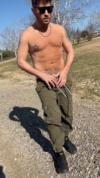Walking in the Sun - Carlos Drops His Pants and Jerks His Huge Cock