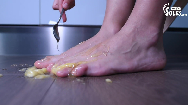 Czech Soles - foot fetish content: POV foot crushing and feeding you banana with honey