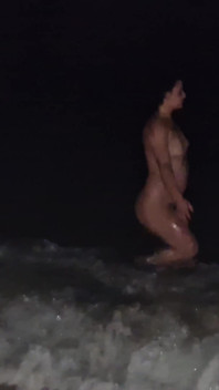Naughty Teen Got Naked In The Sea At Night While Her Boyfriend Filmed