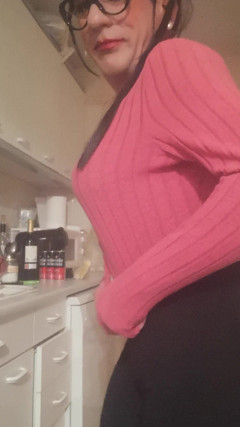 Young Transsexual Showing off Her Curves