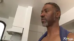 Tall black man sticks his huge cock in horny white friend with tight ass after licking him