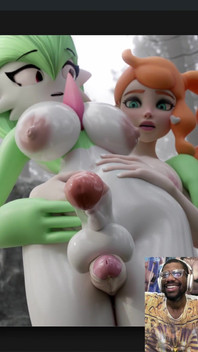 Transgender Big Breast Fuckemon Cums Hard While Getting Thigh Fucked