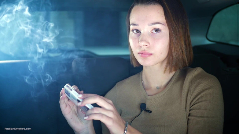 Russian Smokers: Sexy Russian Babe Smoking Cigarette Natural Setting