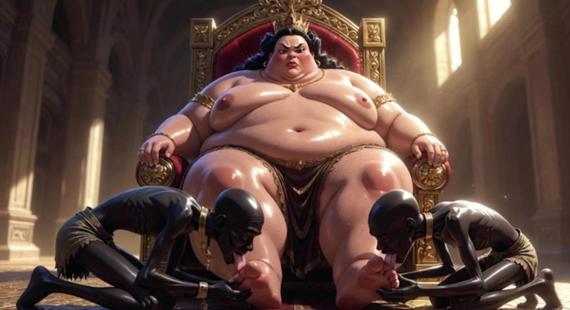 Anime Hentai: Huge BBW Mistress Foot Worship - Slaves Licking Her Feet to...