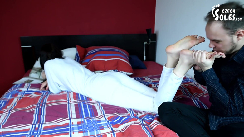 Czech Soles - foot fetish content: Her pretty bare feet are his birthday present