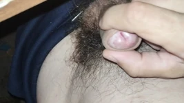 Masturbation with hairy cock