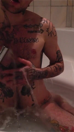 Tattooed Ftm in the Bath! Pink Pussy XXX Skips Lets You Watch thumbnail