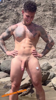 Big Cumshot in Public Beach!! People Can Discover Me