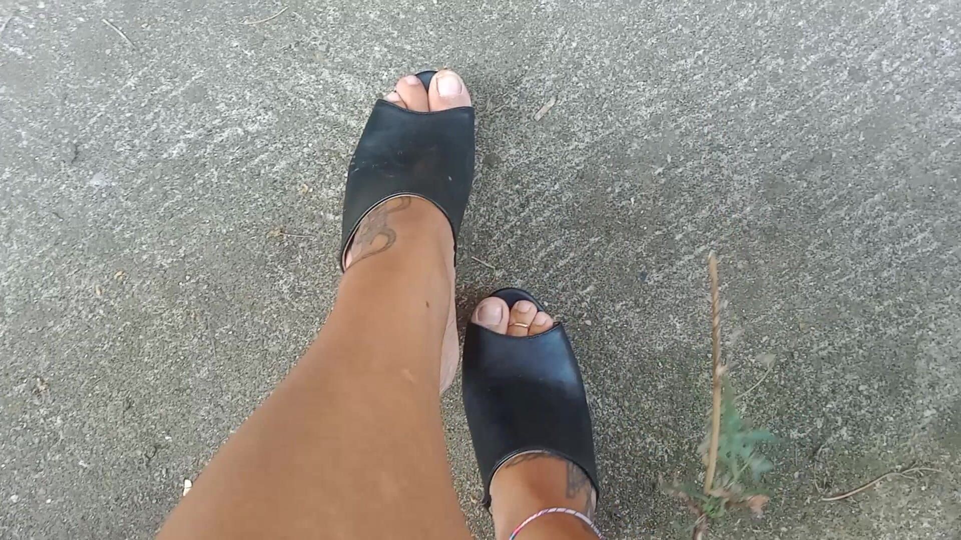 Me Walking Outside in My Heeled Wedges.