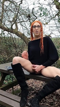 Ginger Trans Gurl Flashes Her Ass