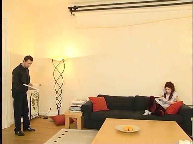 Lucky Cooch: Redhead slut cock sucking until cum spills on her small...